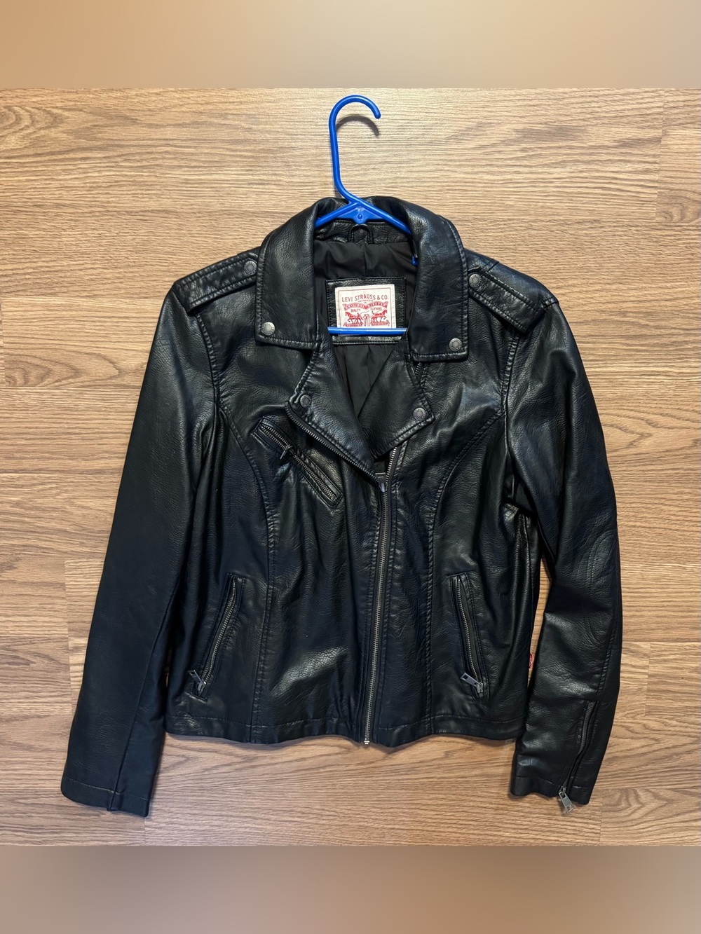 Levi's Black Women’s Faux Leather Moto Jacket with Asymmetrical Zip